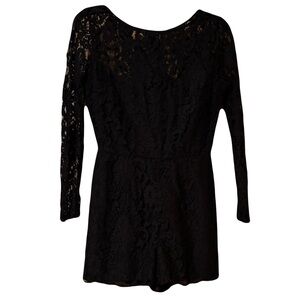 Black Lace Long-sleeve Romper